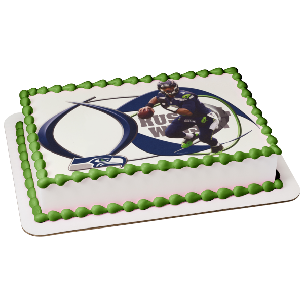 Seattle Seahawks Logo NFL Russel Wilson Edible Cake Topper Image