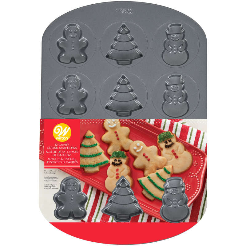 Wilton Holiday Shapes Non-Stick Cookie Pan, 12-Cavity