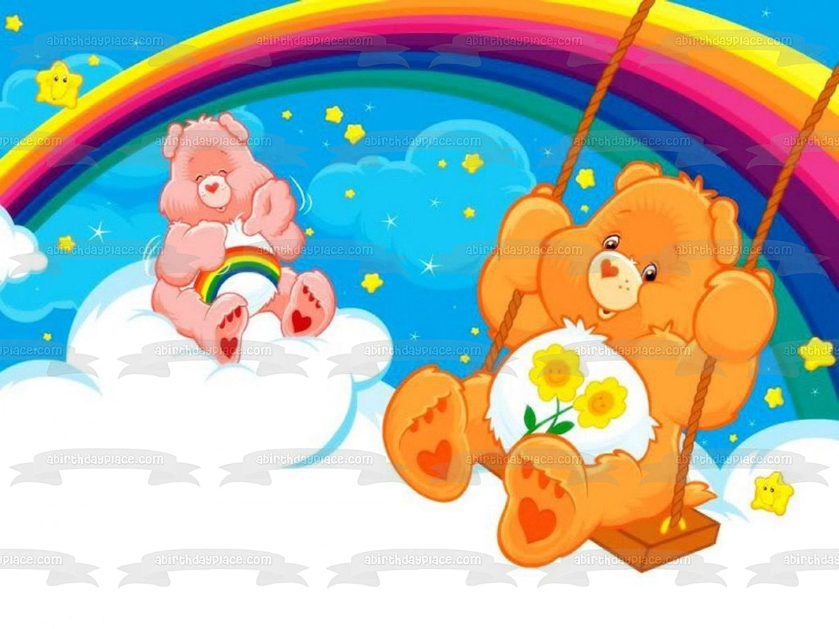 Care Bears Swinging Rainbow Stars Clouds Cheer Bear and Friend Bear Ed – A  Birthday Place