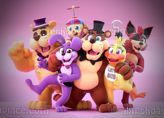 Five Nights At Freddy's 2 Chica Bonnie Golden Freddy Toy Bonnie Toy Freddy  Toy Chica Foxy The Pirate The Mangle Golden Freddy Edible Cake Topper Image  ABPID27197 