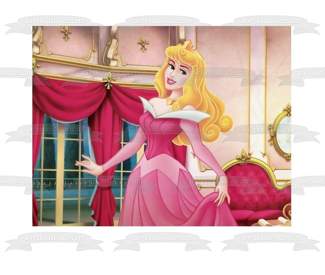 Disney Princess Aurora Sleeping Beauty Pink Dress Edible Cake Topper I – A  Birthday Place