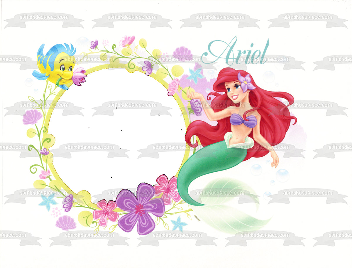 7.5 Inch Edible Cake Toppers – LITTLE MERMAID ARIEL FLOUNDER Themed  Birthday Party Collection of Edible Cake Decorations