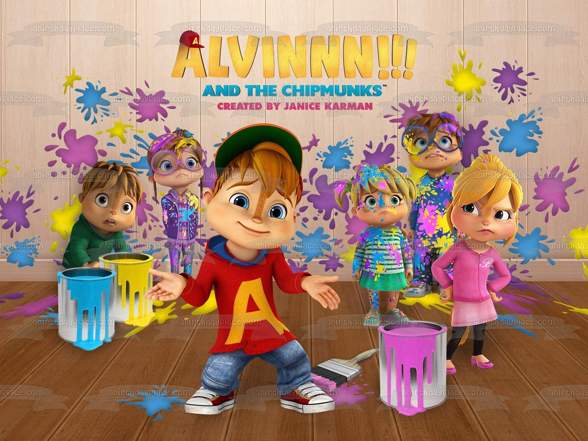 Alvinnn!!! And the Chipmunks Brittany Alvin Simon Theodore Jenette Eleanor  Edible Cake Topper Image ABPID55315