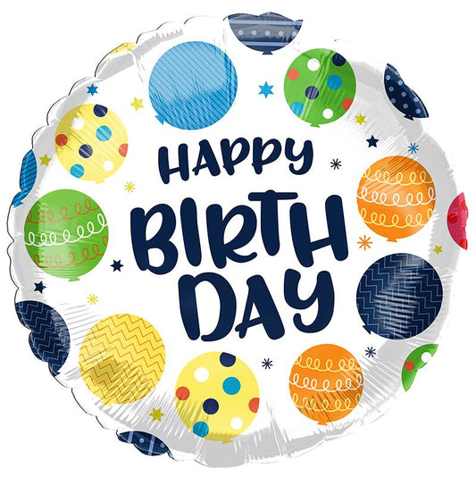 Balloons Happy Birthday 18" Round Foil Balloon, 1ct