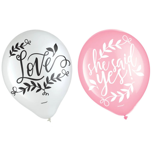 Globos De Látex Amor Y Hojas, 15 Unidades