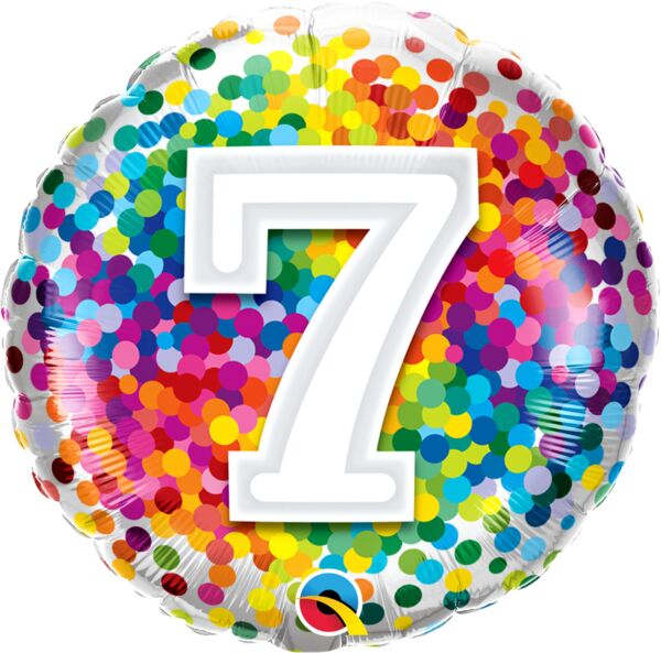 Rainbow Confetti Number 18" Round Foil Balloon, 1ct