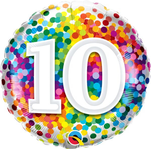 Rainbow Confetti Number 18" Round Foil Balloon, 1ct