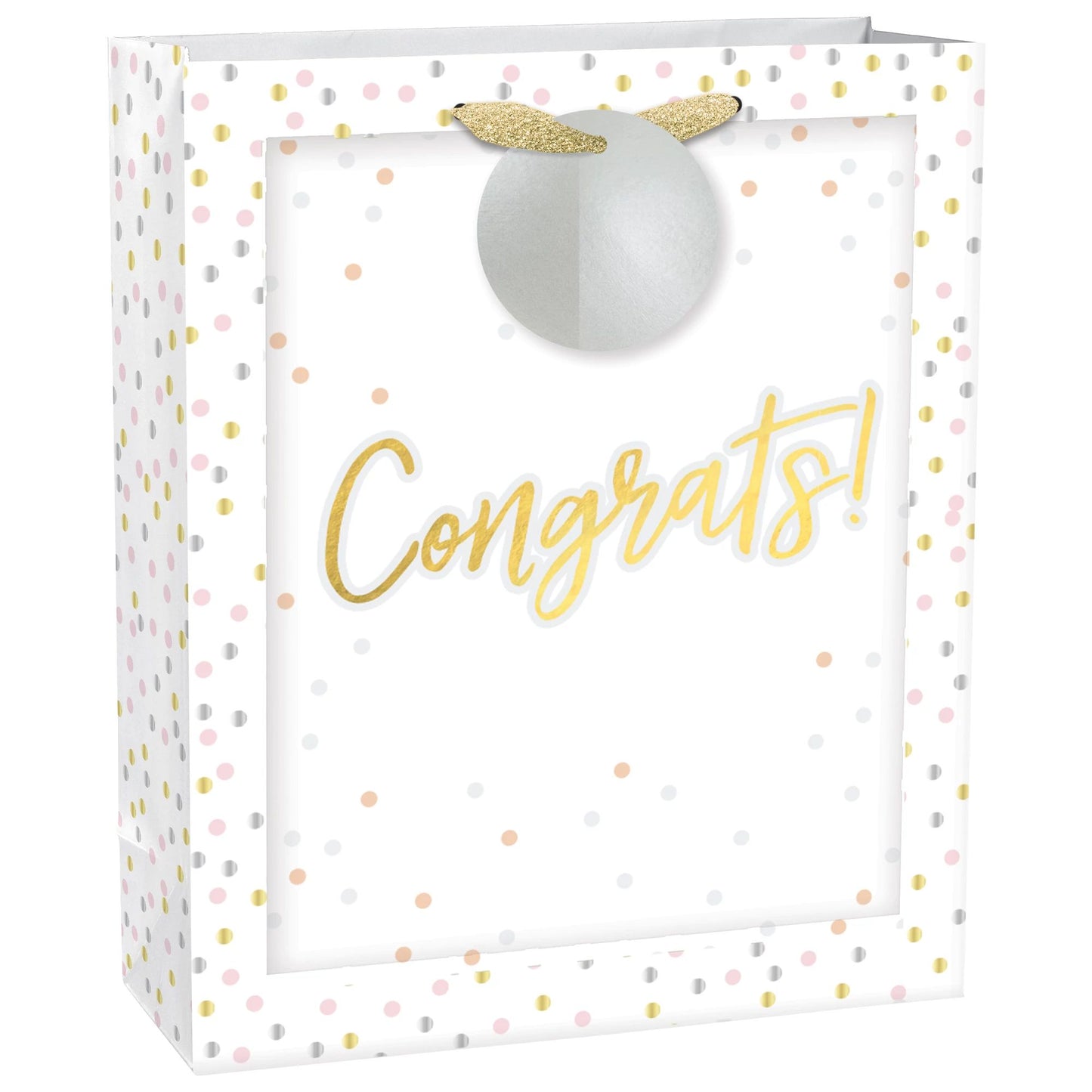 Confetti Felicitaciones Bolsa de regalo de 13" x 10,5" x 5" con etiqueta, 1 unidad