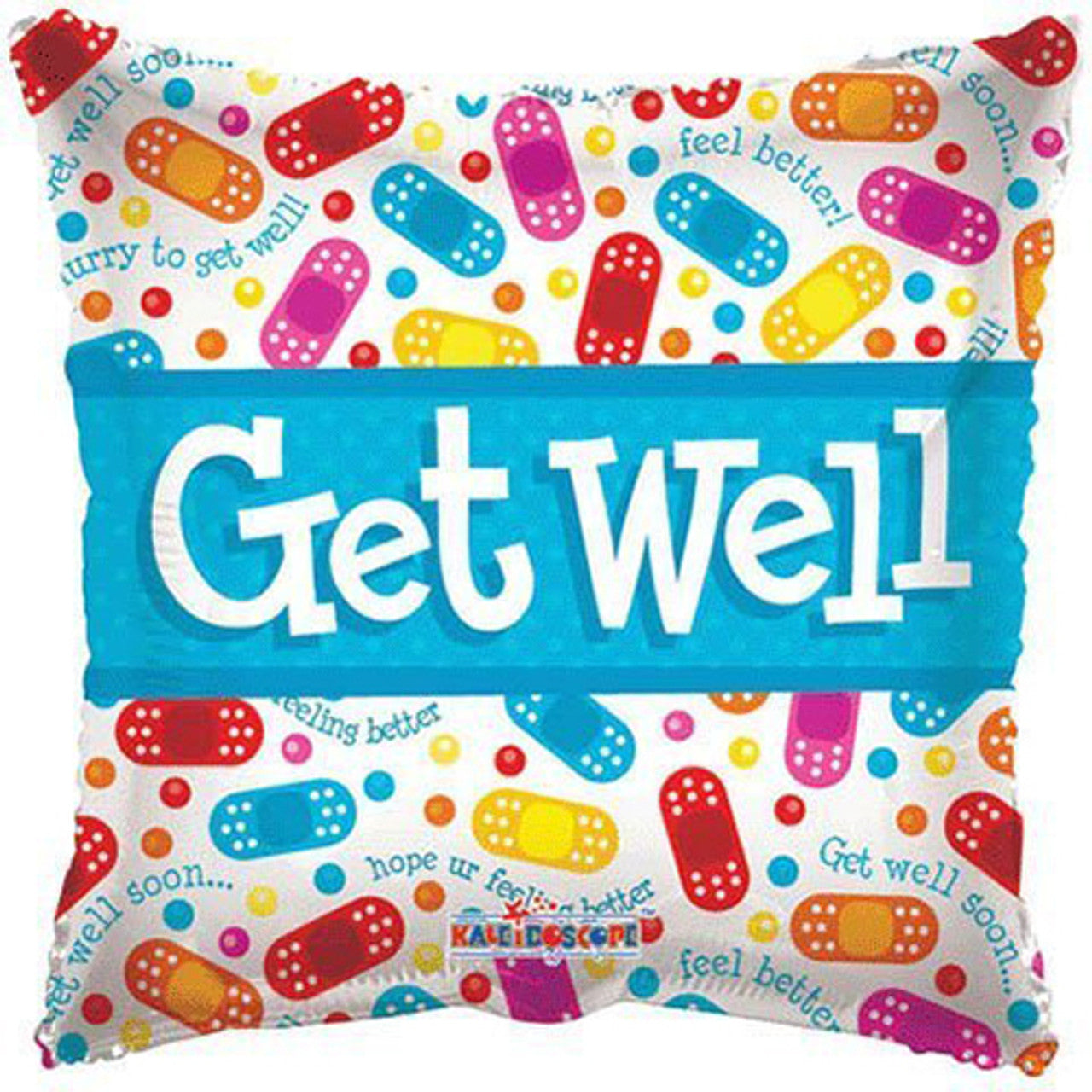 Get Well Band Aids Globo de aluminio cuadrado de 18", 1 unidad