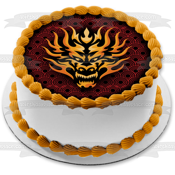 Black, Red, and Gold Chinese New Year 2024 Lunar Year of the Dragon Edible Cake Topper Image ABPID57780