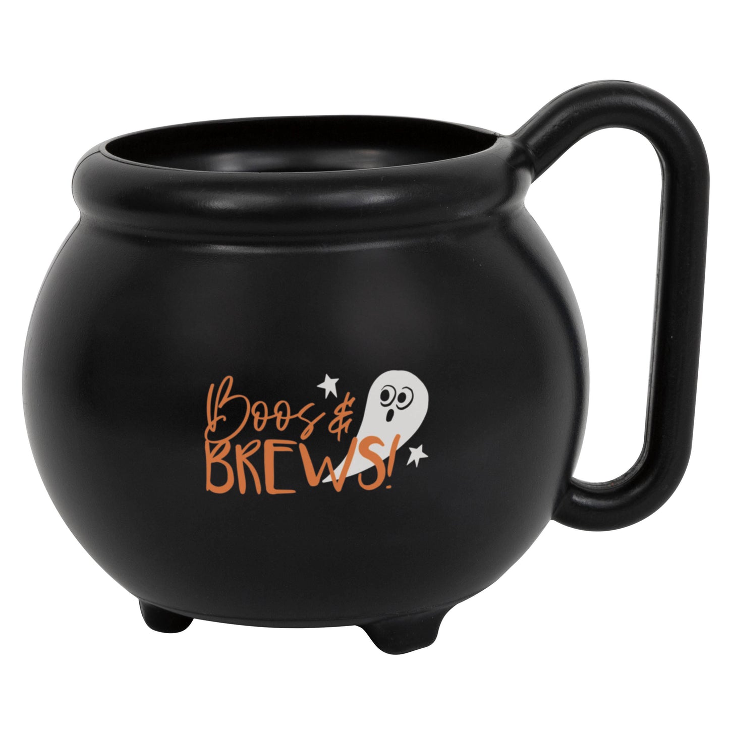 Bats &amp; Boos Halloween "Boos and Brews" Taza de plástico con forma de caldero de 15 oz, 1 unidad