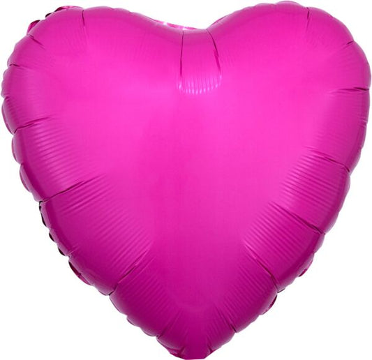 Globo de aluminio de 17" con forma de corazón rosa chicle brillante, 1 u.