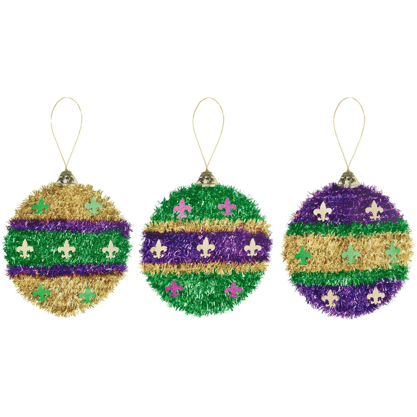 Mardi Gras Small 3D Tinsel Ornament, 1ct