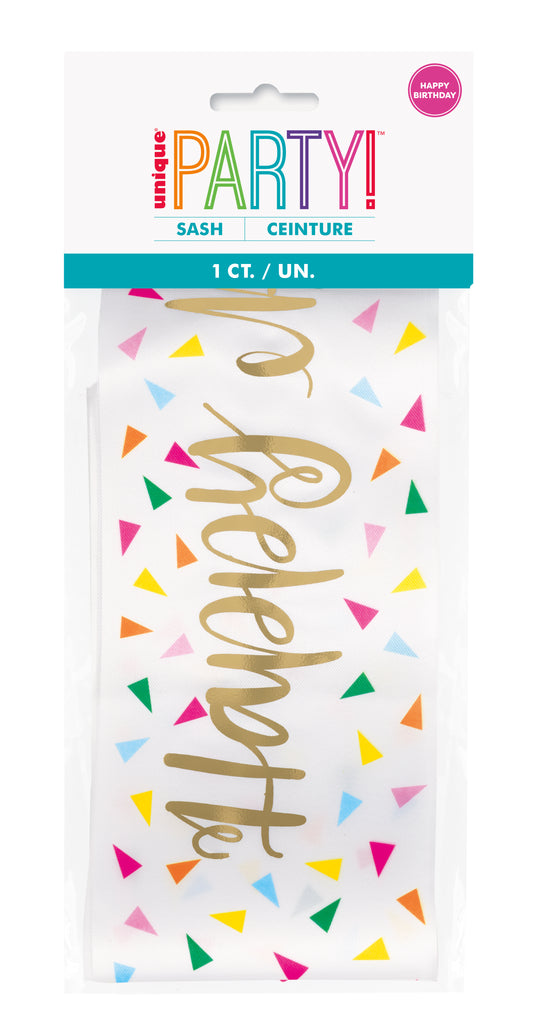 Gold Foil Stamping "Happy Birthday" Sash, 1ct