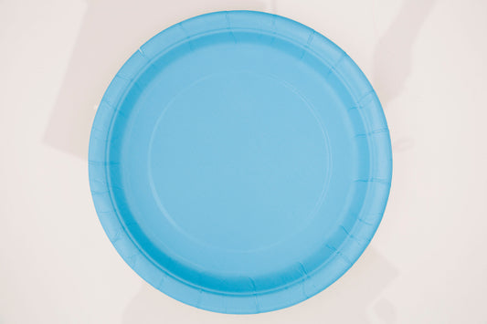 Platos de postre redondos sólidos azul claro de 7", 8 unidades