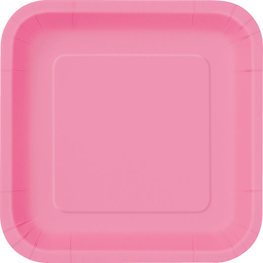 Hot Pink Solid Square 9" Dinner Plates, 14ct