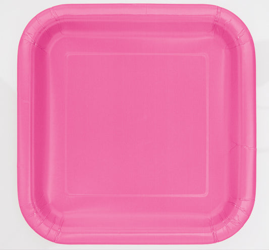 Hot Pink Solid Square 7" Dessert Plates, 16ct