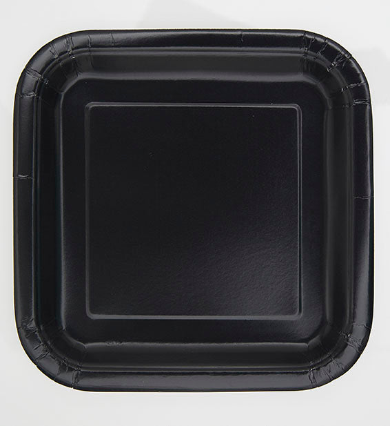 Black 7" Square Plates, 16ct