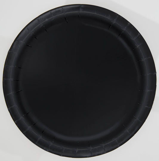 Black Solid Round 7" Dessert Plates, 8ct