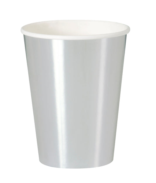 Vasos de papel de aluminio plateado de 12 oz, 8 unidades