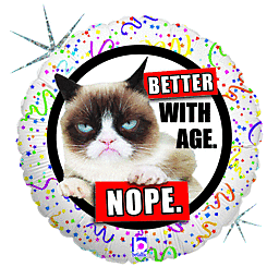 Globo de aluminio redondo Grumpy Cat Better with Age de 18", 1 u.