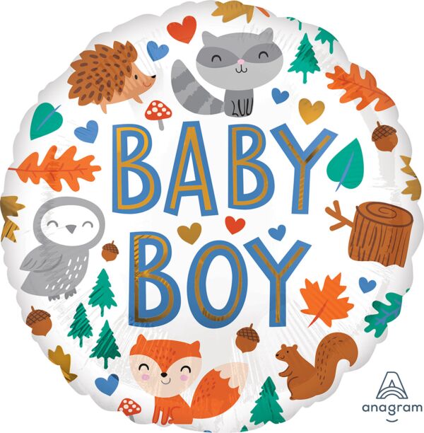 Globo de aluminio Woodland Fun Baby Boy de 17 pulgadas, 1 unidad