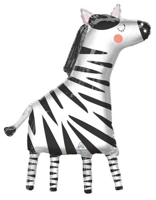 Get Wild Zebra Globo de aluminio con forma de 36", 1 unidad