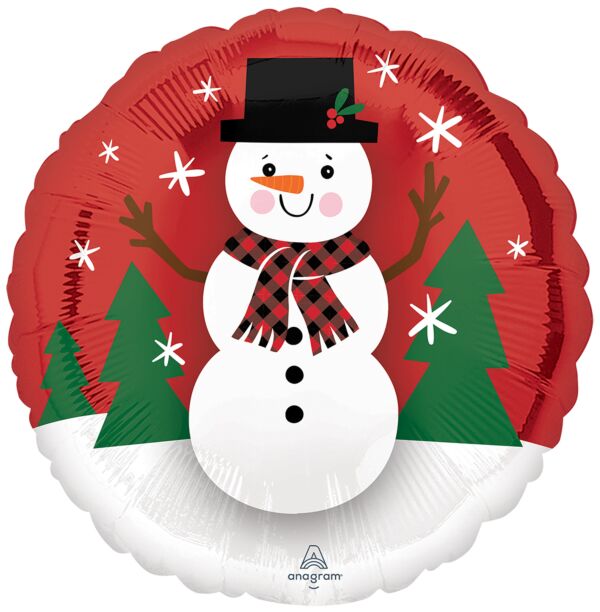 Smiley Snowman 17" Round Foil Balloon, 1ct