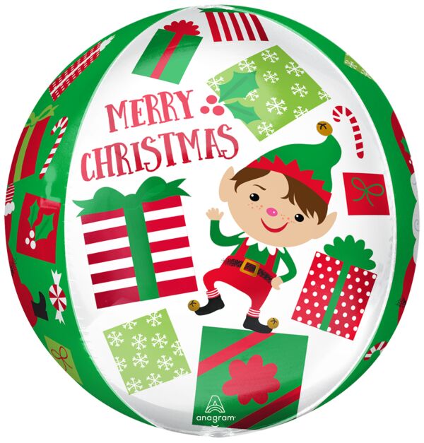 Santa and Elf Christmas 16" Bubble Balloon, 1ct