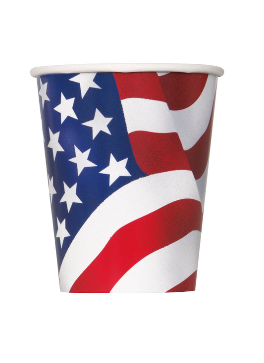 USA Flag 9oz Paper Cups, 8ct