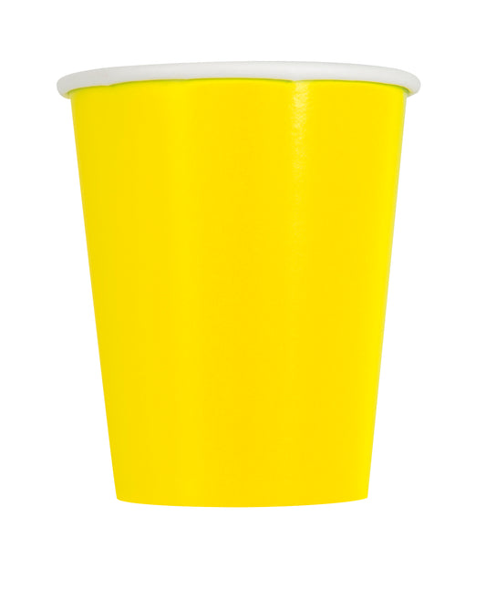 Vasos de papel amarillo neón de 9 oz, 8 unidades