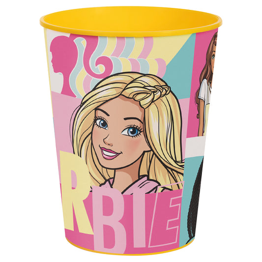 Vaso estadio de plástico Barbie de 16 onzas, 1 unidad 