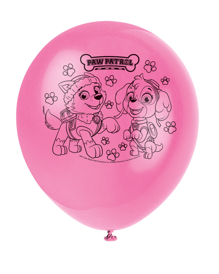 Paw Patrol Pink 12" Latex Balloons, 8ct