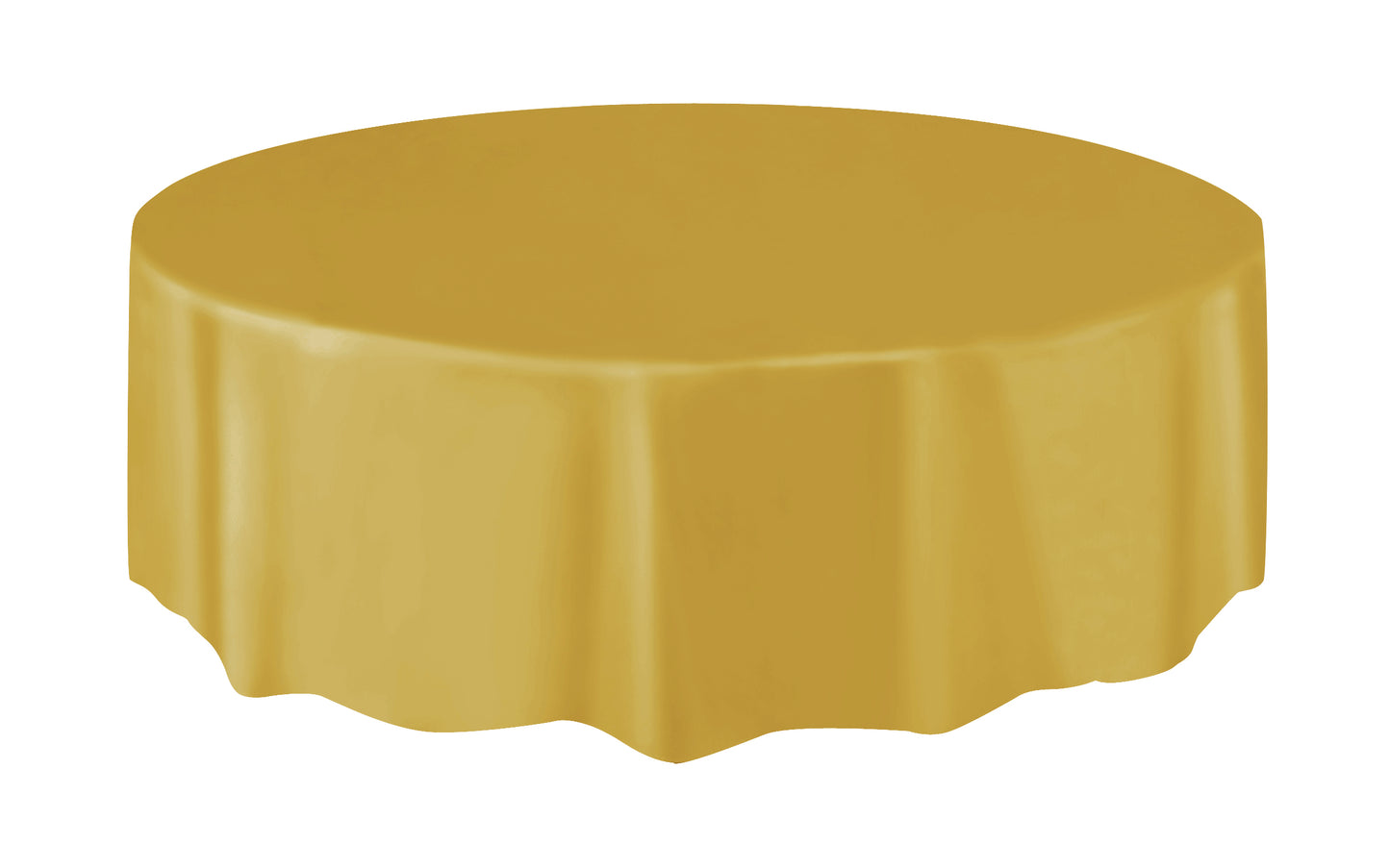 Mantel redondo dorado para mesa, 84", 1 unidad