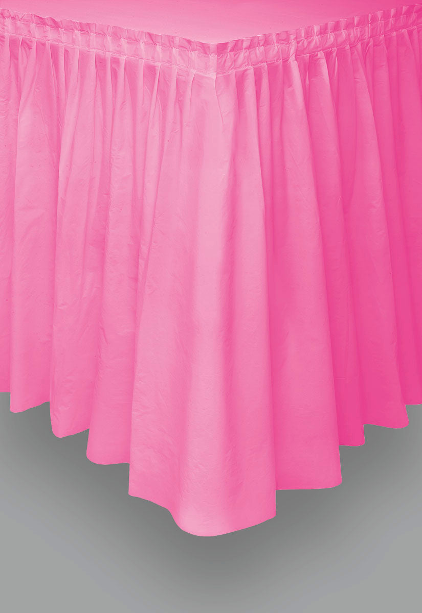 Hot Pink Solid Plastic Table Skirt, 29"x14ft, 1ct