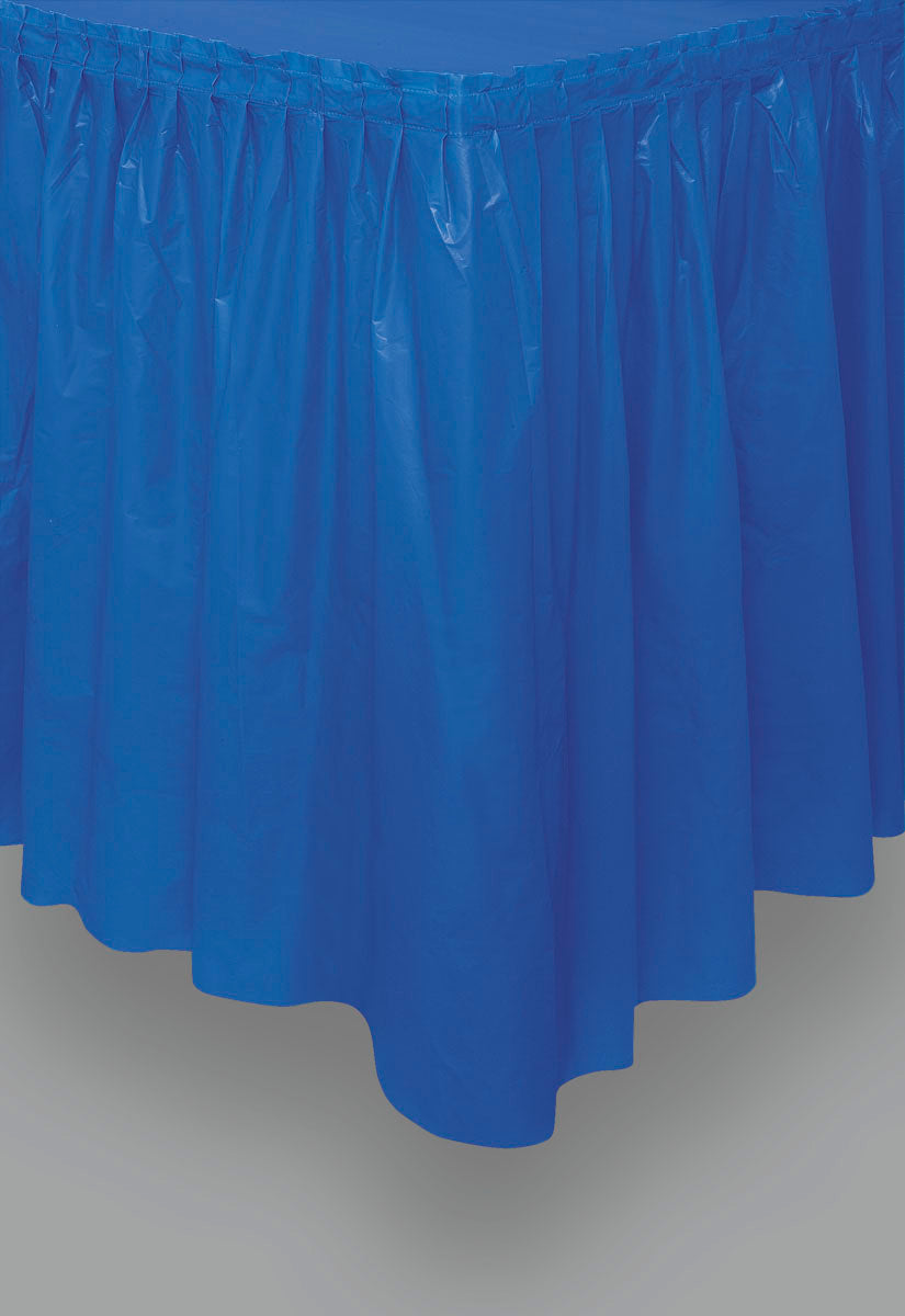 Royal Blue Solid Plastic Table Skirt, 29"x14ft, 1ct