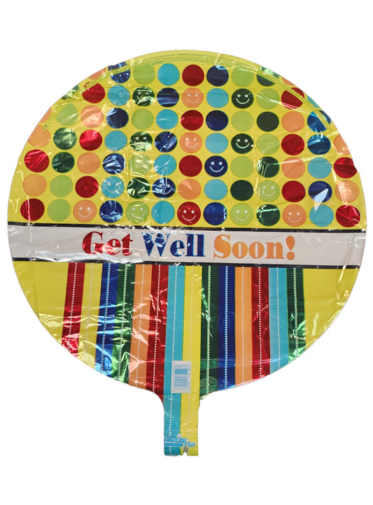 Get Well Smiley Faces Globo de aluminio redondo de 18", 1 unidad