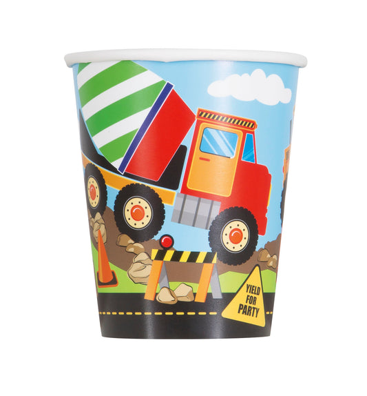 Vasos de papel Construction Party de 9 oz, 8 unidades