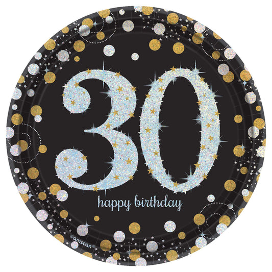 Sparkling Celebration 30 Round Prismatic Plates, 7", 8ct