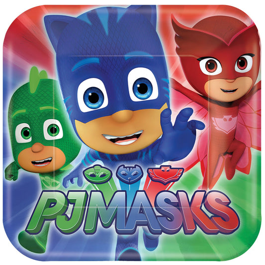 PJ Masks Platos cuadrados de 7", 8 unidades