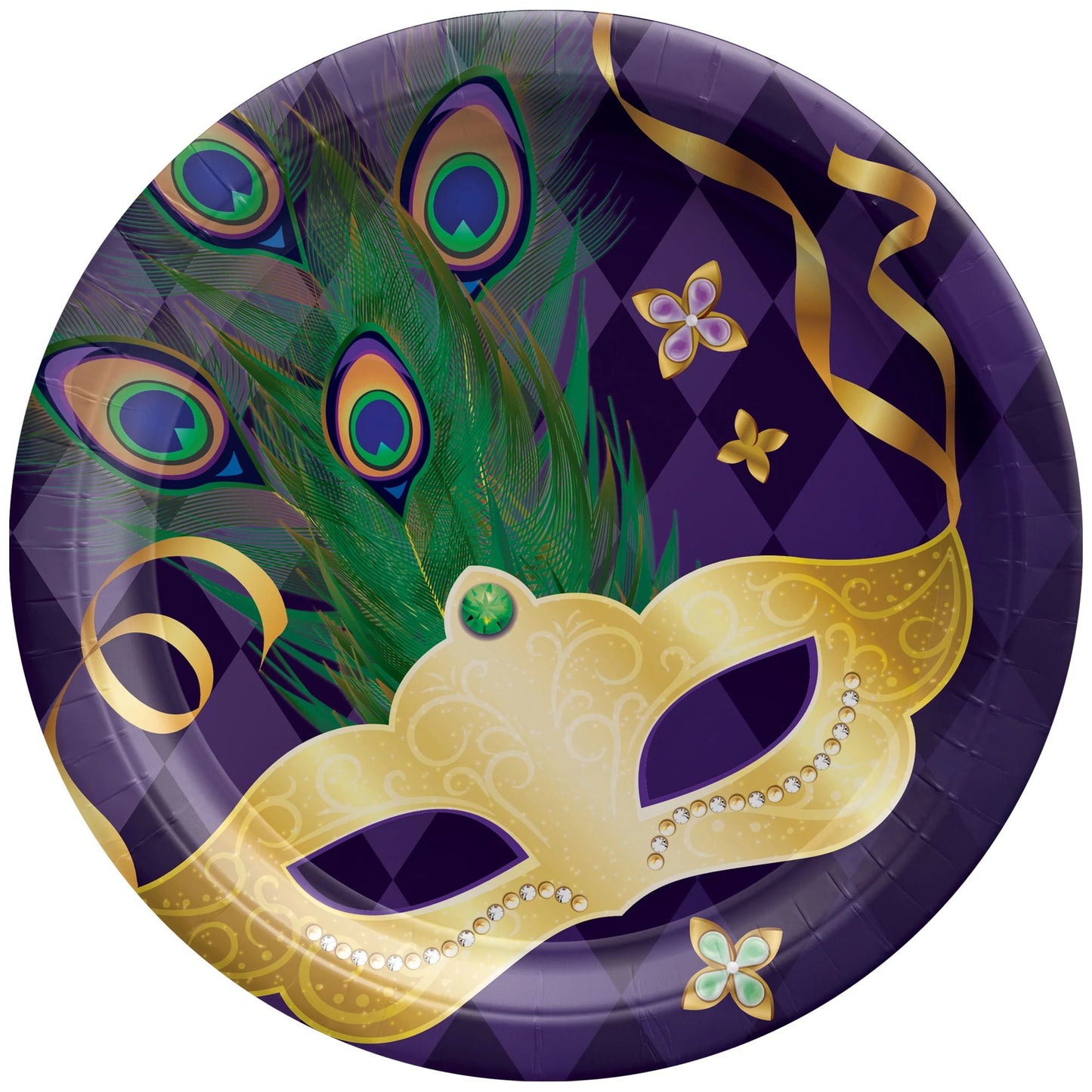 Mardi Gras Masquerade 7" Round Plates, 8ct