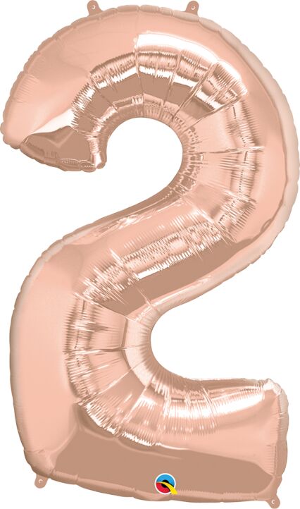 Qualatex 34" Numeral 2 Balloon - Rose Gold, 1ct