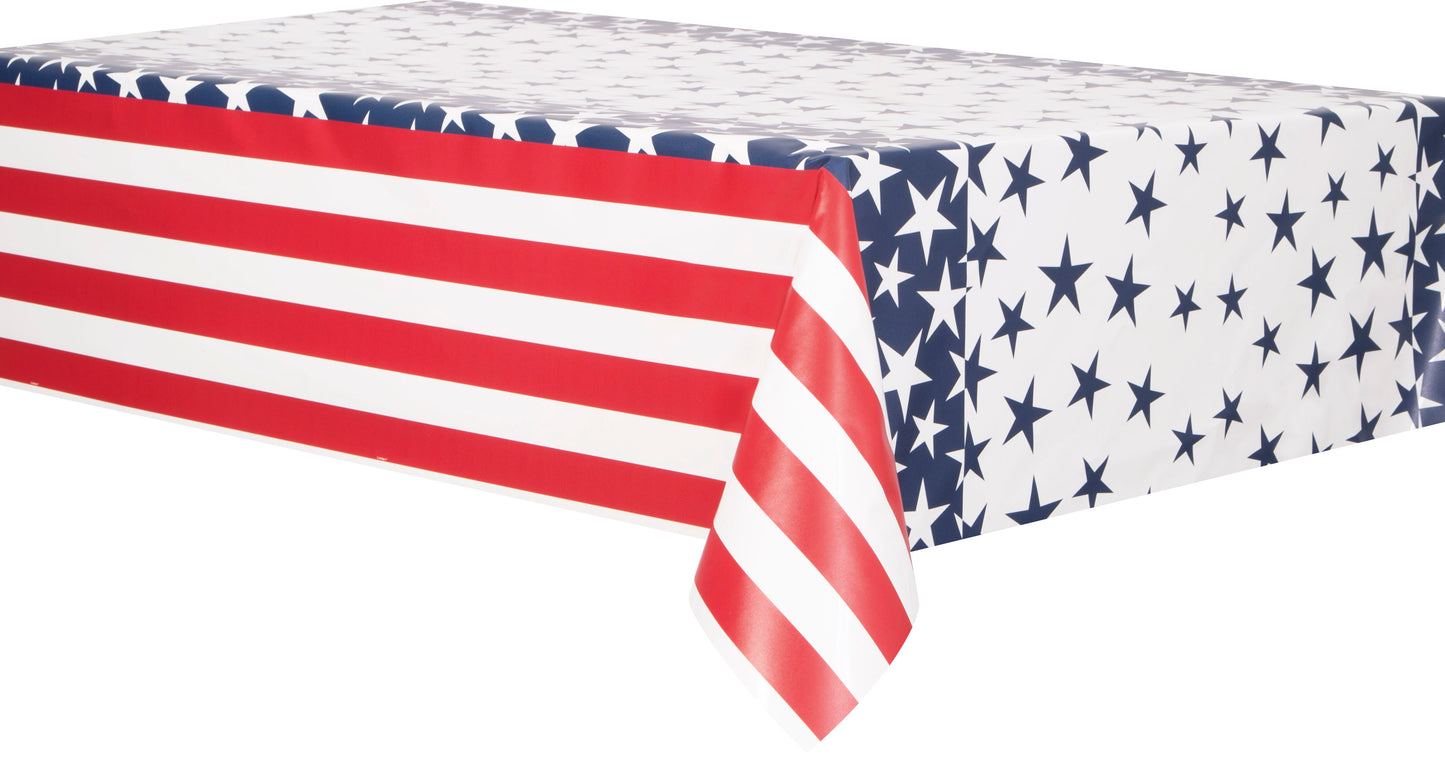 Mantel rectangular de plástico para mesa del 4 de julio de Stars &amp; Stripes, 54" x 84", 1 unidad