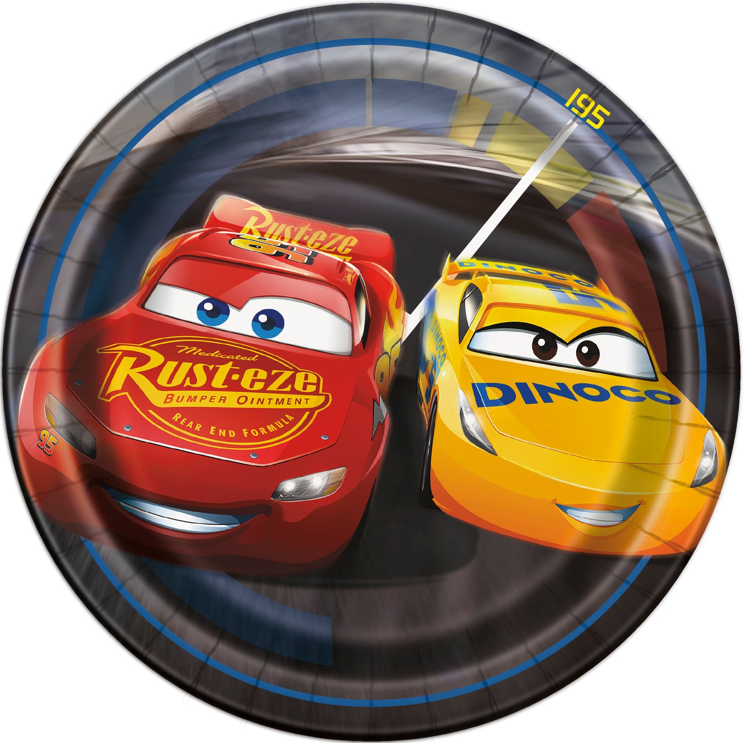 Platos de postre redondos de 7 pulgadas de película Cars 3, 8 unidades