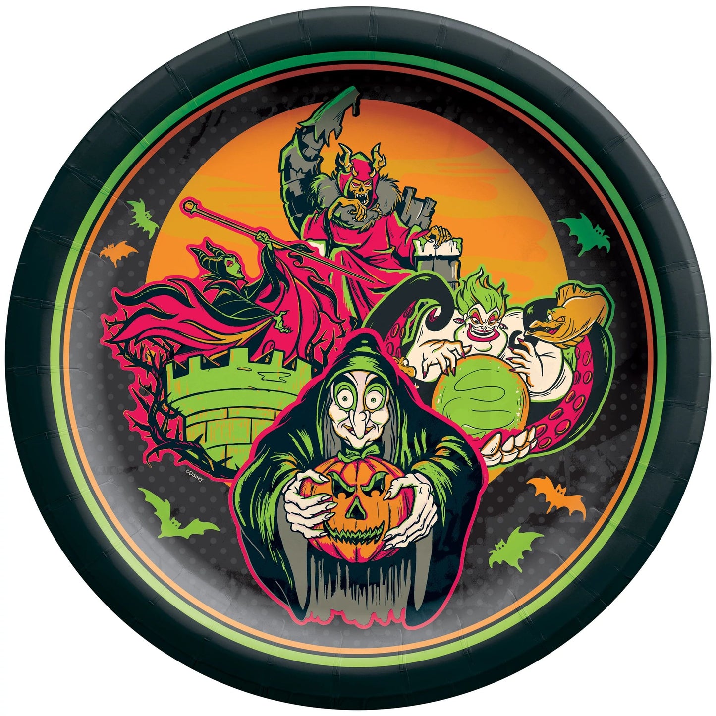 Disney Halloween Villains 10" Round Plates, 18ct