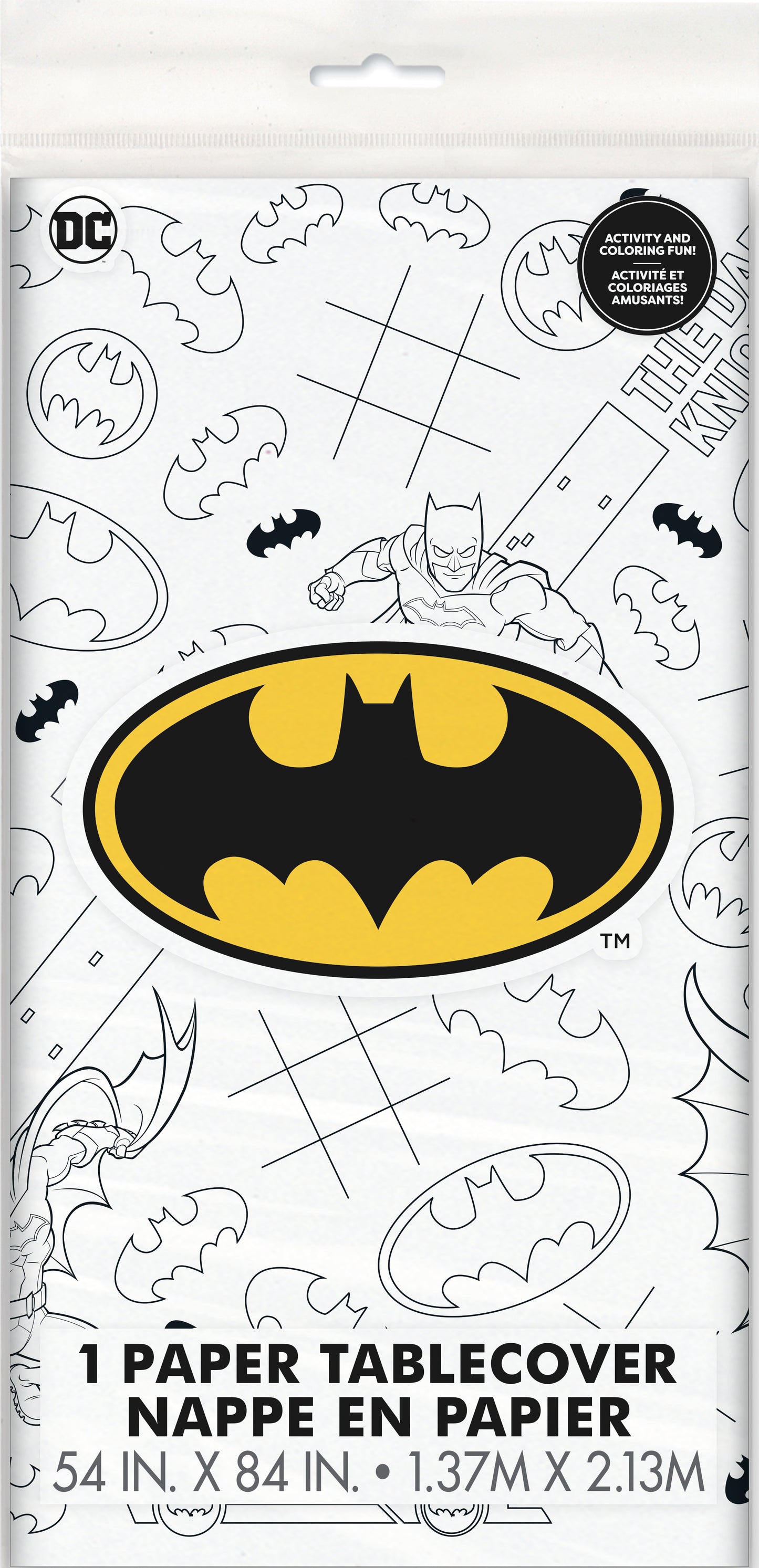 Batman Activity Mantel rectangular de papel, 54" x 84", 1 unidad