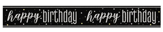 Glitz Happy Birthday Black Prism Foil Banner, 9ft, 1ct