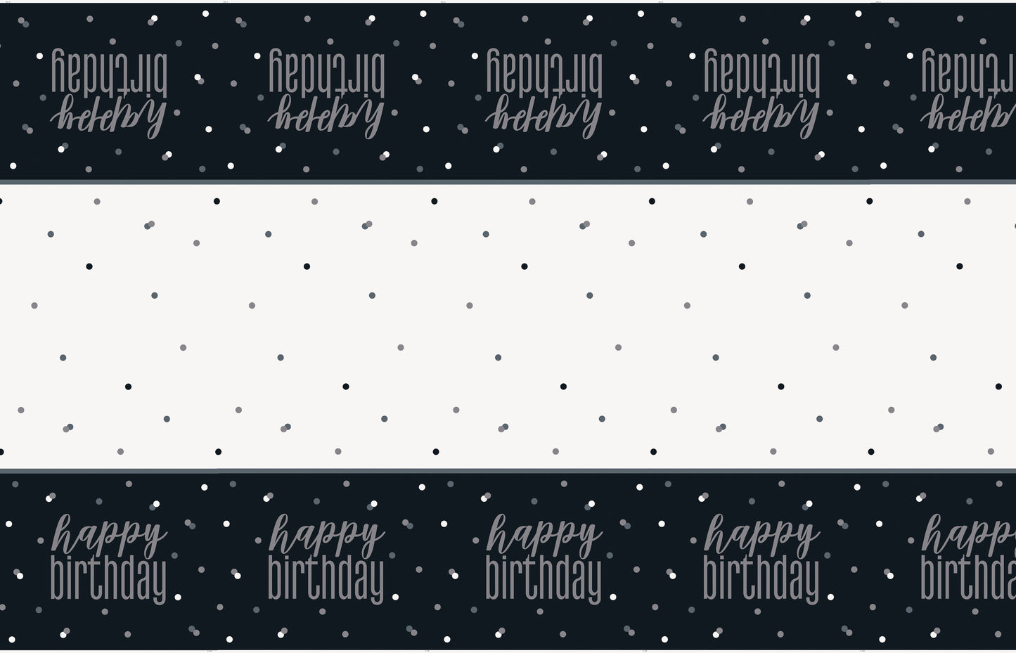 Glitz Black & Silver "Happy Birthday" Plastic Table Cover, 54" x 84", 1ct