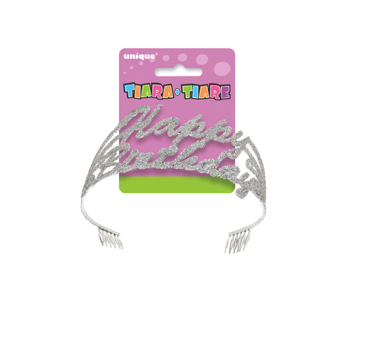 Birthday Script Glitter Tiara, 1ct