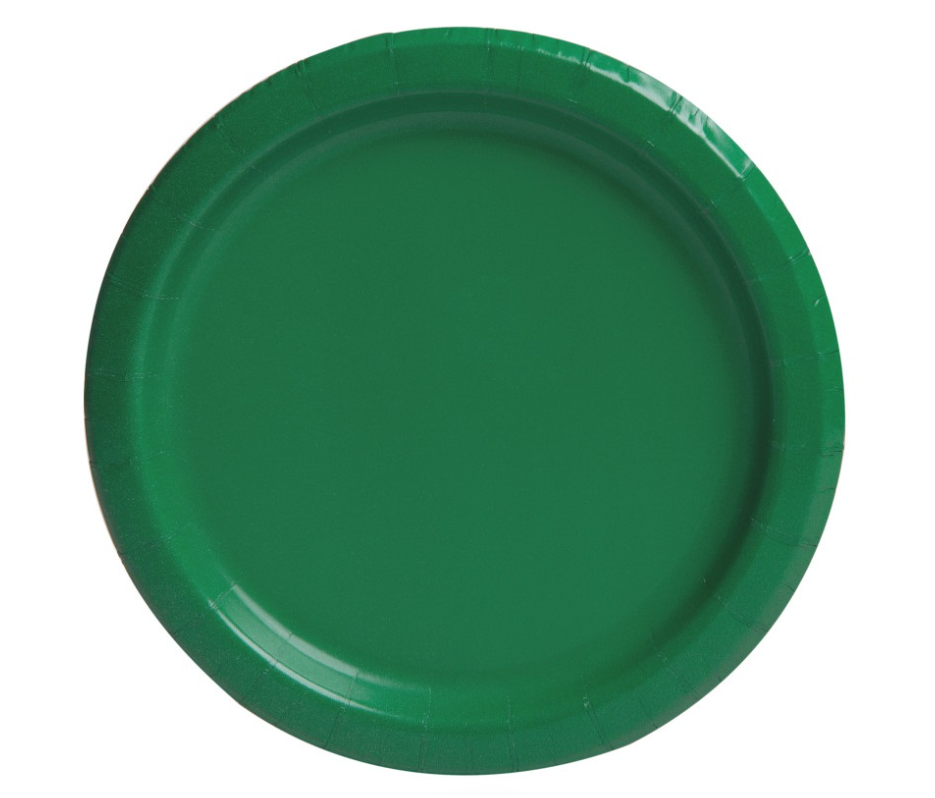 Platos de postre redondos sólidos de color verde esmeralda de 7", 8 unidades